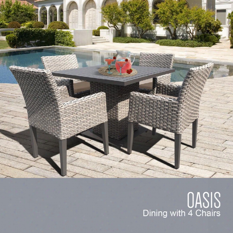 Oasis-square-kit-4dcc-wheat Oasis Four-sided Figure  Dining Table With 4 Chairs With 2 Covers: Grey And