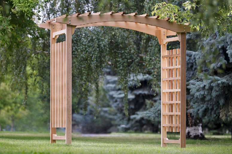 Pa106 87" Pagod Wedding Arbor With Lattice Sides Western Red Cedar Conztruction Sanded Finish And Hand