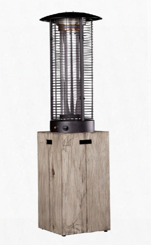 Peachstone Collection P655-900 74" Outdoor Patio Heater With Cylinder Top Cool-touch Metal Grid And Steel Construction In Black