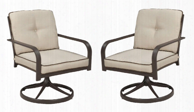 Predmore Collection P324-821 32" (set Of 2) Outdoor Swivel Rocker Lounge Chairs With Nuvella Cushion Cover And Powder Coated Aluminum Frame In Beige And