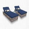 OASIS-2x-ST-NAVY Oasis Chaise Set of 2 Outdoor Wicker Patio Furniture With Side Table with 2 Covers: Grey and