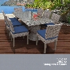 OASIS-RECTANGLE-KIT-8C-NAVY Oasis Rectangular Outdoor Patio Dining Table with 8 Armless Chairs with 2 Covers: Grey and