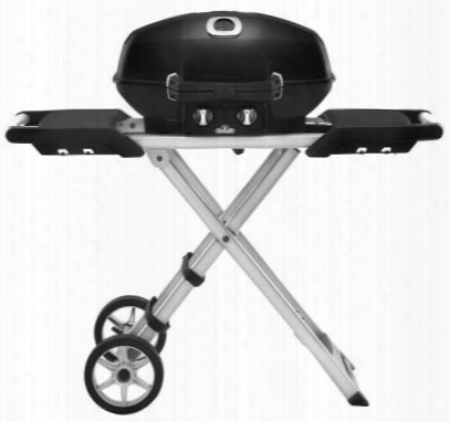 Pro285x-bk 45" Travelq Pro285x Series Portable Grill With 2 Burners 12 000 Btus Total 285 Sq. In. Coking Space And Folding Scissor Cart In