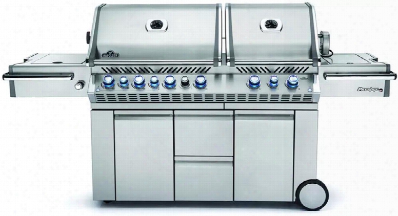 Pro825rsbinss-2 95" Prestige Pro 825 Series Freestanding Natural Gas Grill With 4 Stainless Steel Bottom Burners 2 Infrared Burners Smoker Burner Warming