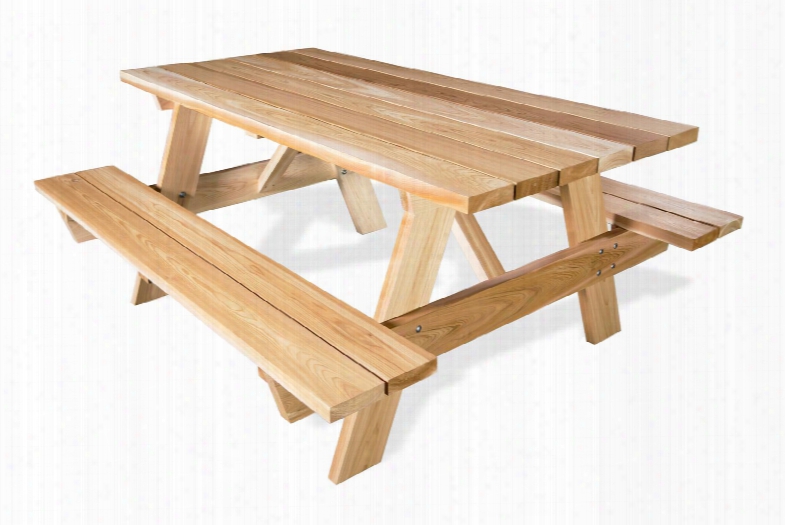 Pt70 69" Picnic Table With Two A Ttached Benches Clear Western Red Cedar And A-frame