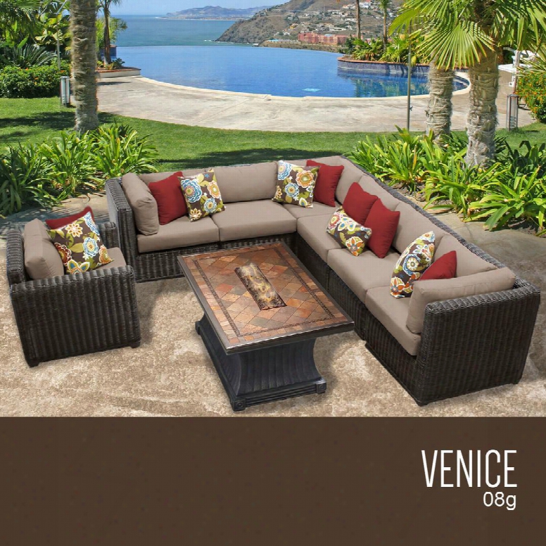 Venice-08g-wheat Venice 8 Piece Outdoor Wicker Patio Furniture Set 08g With 2 Covers: Wheat And