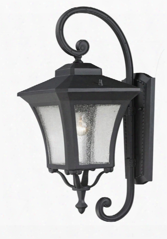 Waterdown 535m-bk 10.125" Outdoor Wall Light Period Inspired Old World Gothichave Aluminum Frame With Sand Black Finish In Clear