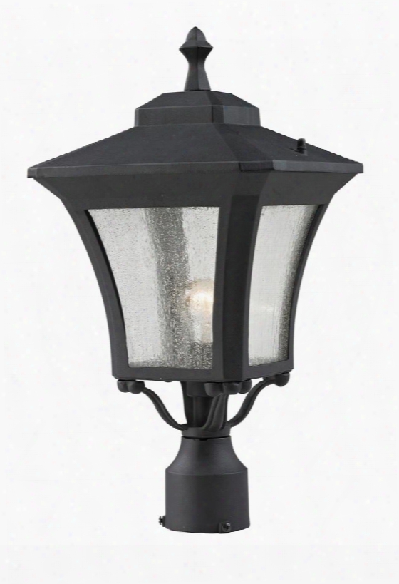 Waterdown 535phm-bk 10.125" Outdoor Post Light Period Inspired Old World Gothichave Aluminum Frame With Sand Black Finish In Clear