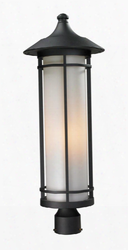 Woodland 529phb-bk 10" Exterior Post Light Period Inspired Art Decohave Aluminum Frame With Black Finish In Matte