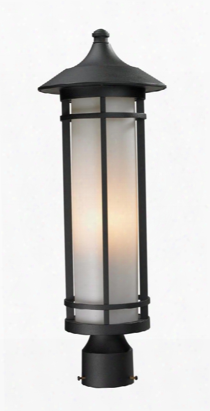 Woodland 529phm-bk 8.125" Outdoor Post Light Period Inspired Art Decohave Aluminum Frame With Black Finish In Matte