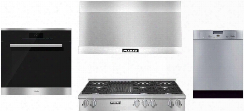 4-piece Stainless Steel Kitchen Package With Kmr1355g 48" Natural Gas Rangetop (6 Burners Grill) Dar1250 48" Wall Mount Hood H6780bp 30" Single Wall Oven