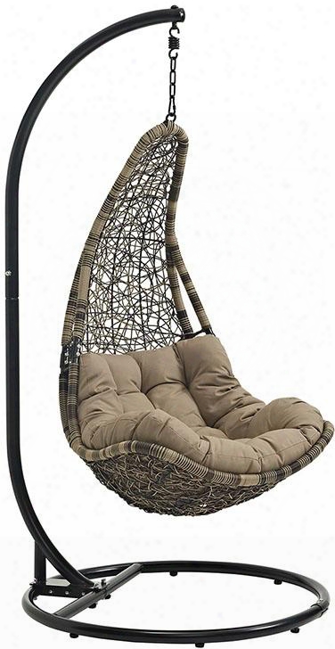 Abate Collection Eei-2276-blk-moc-set Outdoor Patio Hammock Swing Chair With Stand Powder-coated Steelf Rame Polyester Cushion And Synthetic Rattan Weave
