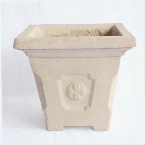 Amalfi Collection Pl-s1010 10" Square Planter With Cast Limestone Construction And Traditional Design In Natural