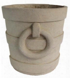 Aztec Collection Pl-r1818 18" Round Medium Planter With Cast Limestone Construction And Artistic Touch In Natural