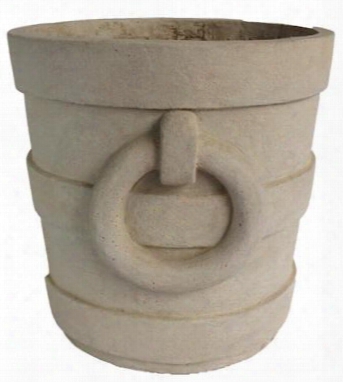 Aztec Collection Pl-r2424 24" Roun Dlarge Planter With Cast Limestone Construction And Traditional Features In Natural