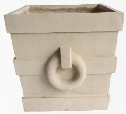 Aztec Colllection Pl-s2424 24" Square Planter With Cast Limestone Construction And Traditional Features In Natural