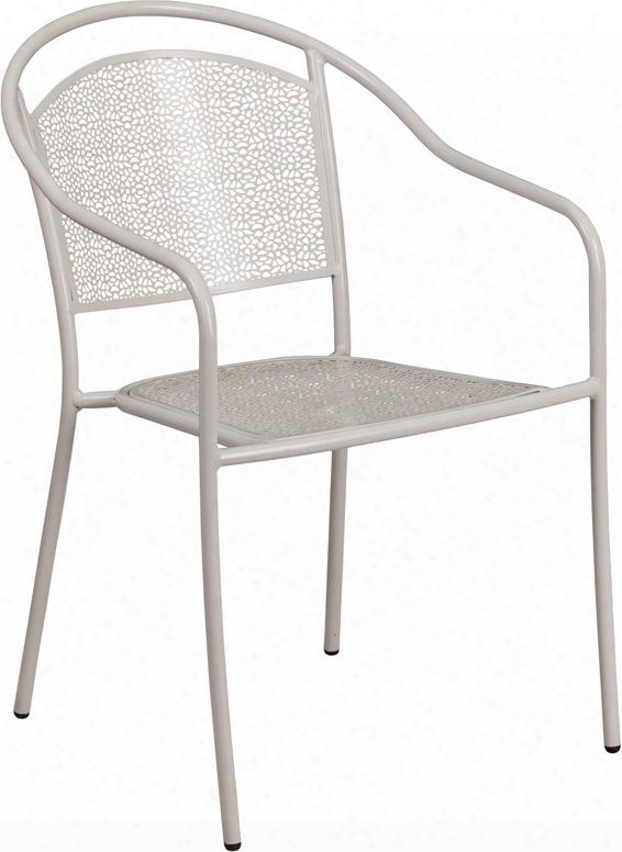 Co-3-sil-gg 17" Indoor-outdoor Steel Patio Arm Chair With Round Back Integrated Arms And Plastic Floor Glides In Daybreak