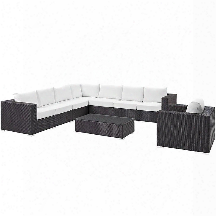 Convene Collection Eei-2162-exp-whi-set 7-piece Outdoor Patio Sectional Set With Corner Section Left & Right Arm Loveseat 2 Armless Sections Coffee Table