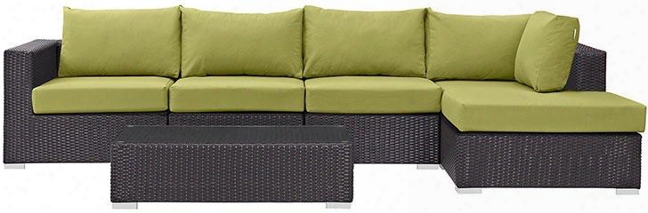 Convene Collection Eei-2167-exp-per-set 5 Pc Outdoor Patio Sectional Set With Powder Coated Aluminum Frame Washable Cushion Covers Stainless Steel Legs And