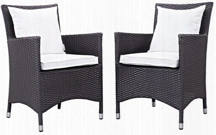 Convene Collection Eei-2188-exp-whi-set 2 Pc Outdoor Patio Dining Set With Fabric  Cushions Water Resistant Powder Coated Aluminum Frame And Synthetic Rattan