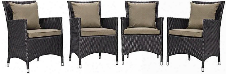 Convene Collection Eei-2190-exp-moc-set 4 Pc Outdoor Patio Dining Set With  Synthetic Rattan Weave Powder Coated Aluminum Frame Fabric Seat Cushions Water