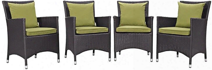 Conven Collection Eei-2190-exp-per-set 4 Pc Outdoor Patio Dining Set With Synthetic Rattan Weave Powder Coated Aluminum Frame Fabric Seat Cushions Water