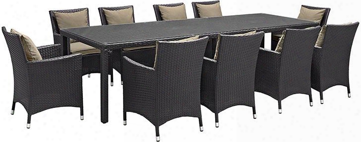 Convene Collection Eei-2219-exp-moc-set 11 Pc Outdoor Patio Sectional Set With Powder Coated Aluminum Frame Washable Cushion Covers And Synthetic Rattan Weave