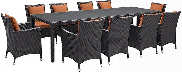 Convene Collection Eei-2219-exp-ora-set 11 Pc Outdoor Patio Sectional Set With Powder Coated Aluminum Frame Washable Cushion Covers And Synthetic Rattan Weave