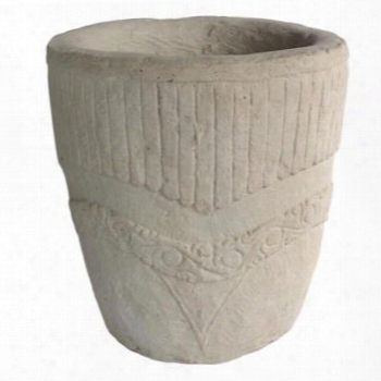 Geneva Collection Pl-r1919 18" Round Planter With Cast Limestone Construction And Ancient Design In Natural