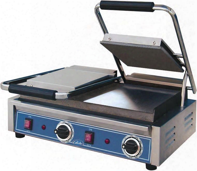 Gsgdue10 Bistro Series Double Sandwich Grill With Smooth Plates 8.25" X 8.875" Superficies Size Removable Catch Tray And Non-skid Rubber Feet In Stainless