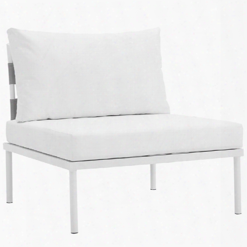 Harmony Collection Eei-2600-whi-whi 33" Armless Outdoor Patio Chair With White Aluminum Frame Black Plastic Foot Caps And All-weather Canvas Fabric Cushions