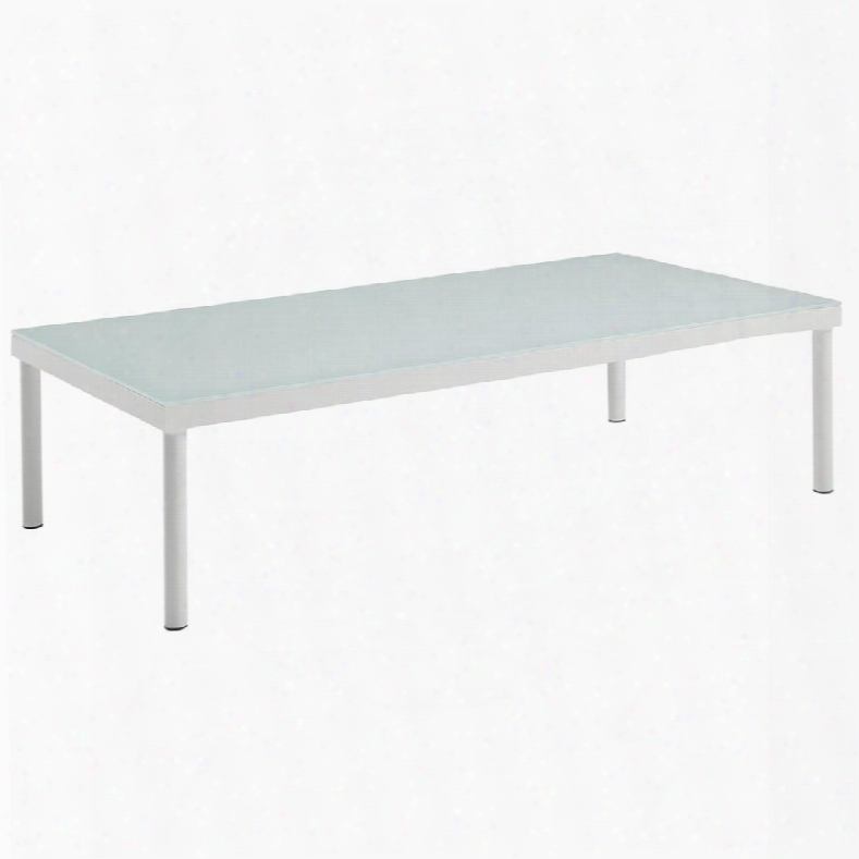 Harmony Collection Eei-2605-whi 41" Outdoor Patio Coffee Table With Tempered Glass Top And Aluminum Frame In