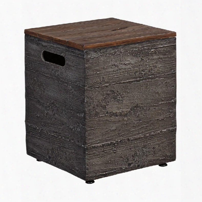 Hatchlands Collection P015-907 16" Outdoor Tank Storage Box With Handle And Richly Grained Wood Look In Brown And