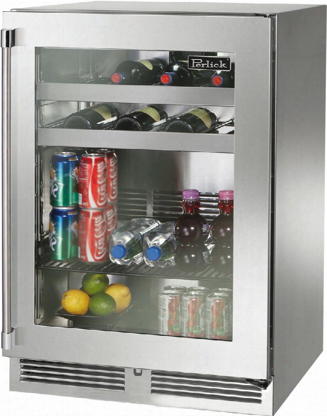 Hp24co-3-4r 24" Signature Series Outdoor Right Hinge Glass Doro Dual Zone Refrigerator/wine Reserve With 5 Cu. Ft. Capacity Rapidcool Forced-air System And