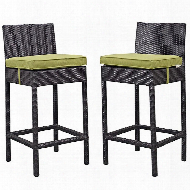 Lift Collection Eei-1281-exp-per Set Of 2 39" Outdoor Patio Bar Stool With Powder Coated Aluminum Frame Uv Resistant Synthetic Rattan And Water Resistant