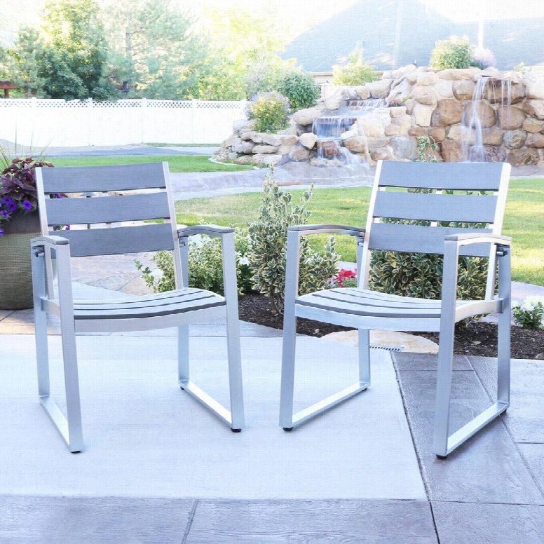 Oaw4chsgy All-weather Grey Patio Dining Chairs- Set Of