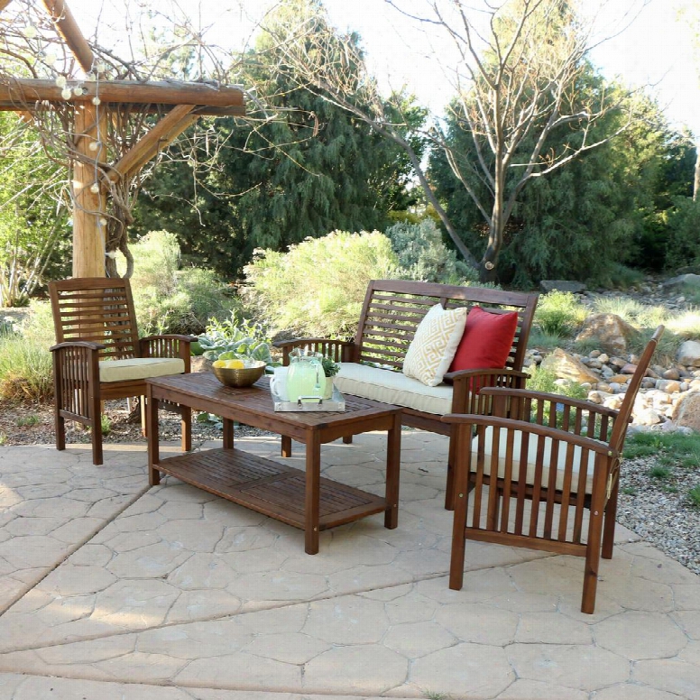 Ow4sdb 4-piece Dark Brown Acacia Patio Conversation Set With