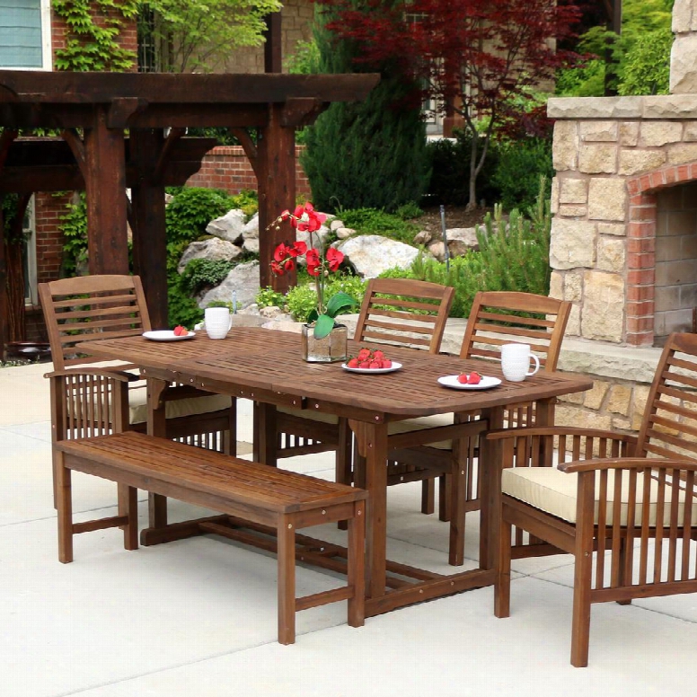 Ow6sdb 6-piece Dark Brown Acacia Patio Dining Set With