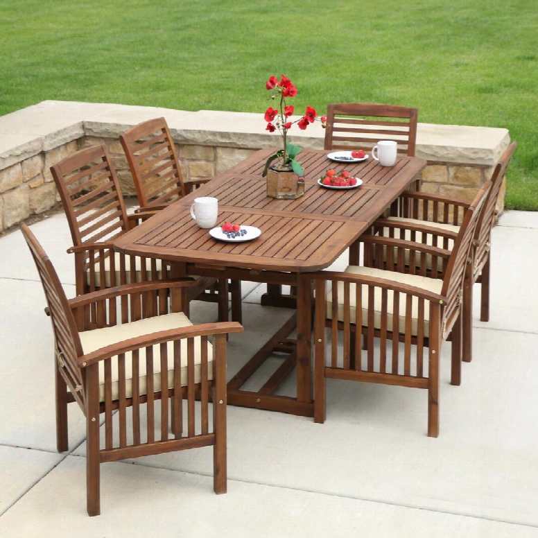 Ow7sdb 7-piece Dark Brown Acacia Patio Dining Set With