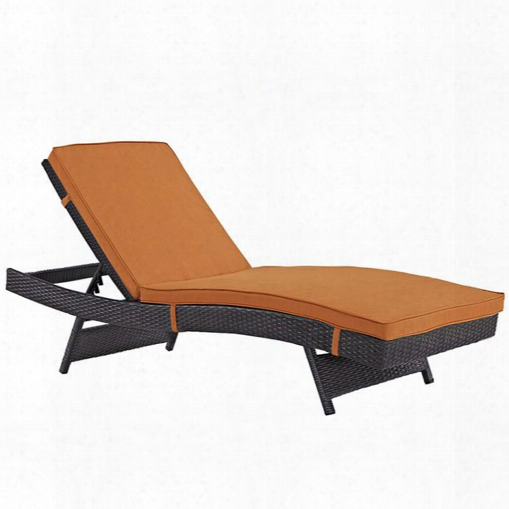 Peer Collection Eei-961-exp-ora 78" Outdoor Patio Chaise With Synthetic Rattan Weave Material Powder Coated Aluminum Frame And Machine Washable Cushion Covers