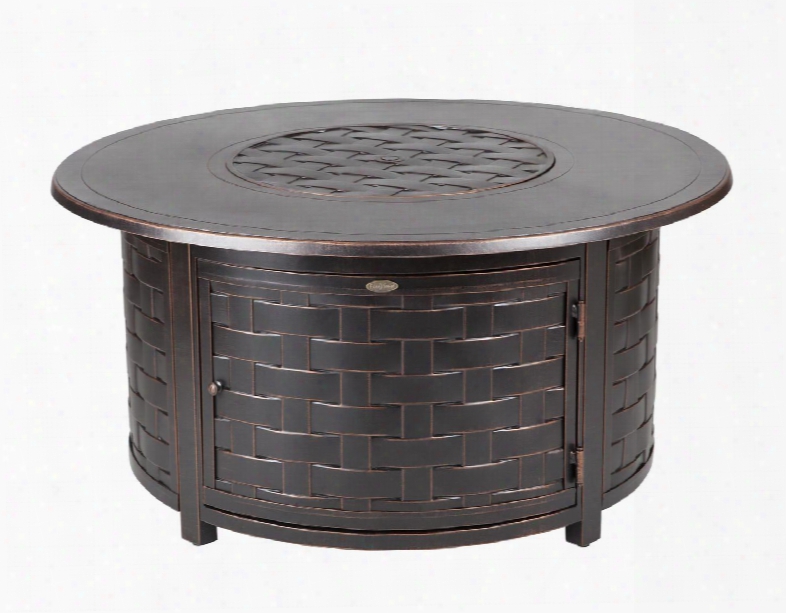Perissa 62208 48" Round Woven Cast Aluminum Liquid Propane Fire Pit With 50 000 Btu Output Cast Aluminum Construction And Stainless Steel Burner In Antique