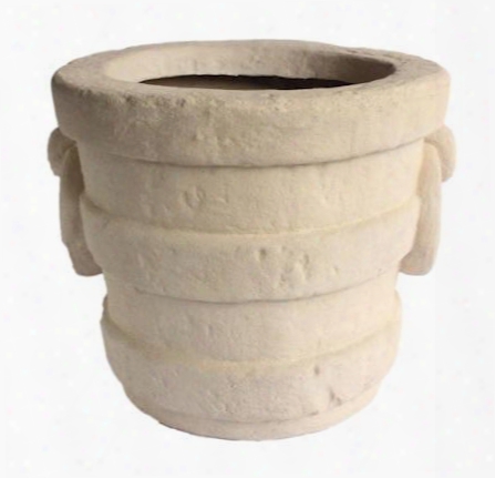Pompeii Collection Pl-r2724 24" Round Planter With Cast Limestone Construction And Simple Design In Natural