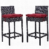 Lift Collection EEI-1281-EXP-RED Set of 2 39" Outdoor Patio Bar Stool with Powder Coated Aluminum Frame UV Resistant Synthetic Rattan and Water Resistant