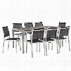 Shore Collection EEI-2583-SLV-BLK-SET 9-Piece Outdoor Patio Aluminum Dining Set with 8 Side Chairs and Dining Table