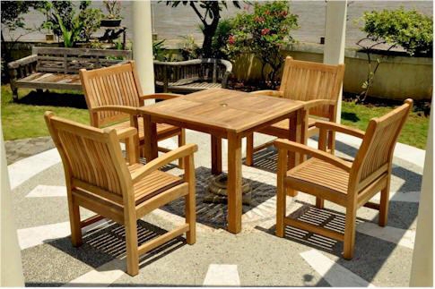 Set-02 5-piece Bistro Table Set With 35" Bahama Square Table And 4 Sahara Dining