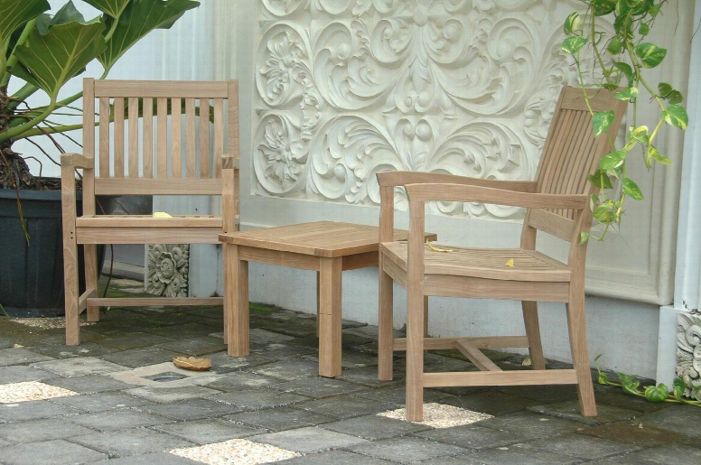 Set-19 3-piece Patio Set With 2 Rialto Dining Armchairs And Bahama Square Mini Side