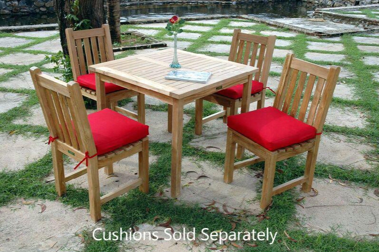 Set-25 5-piece Bistro Table Set With Bahama 35" Square Bistro Table And 4 Classic Dining