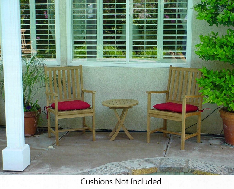 Set-51 3-piece Patio Set With 2 Wilshire Dining Armchairs And Bahama  Mini Side Round Folding