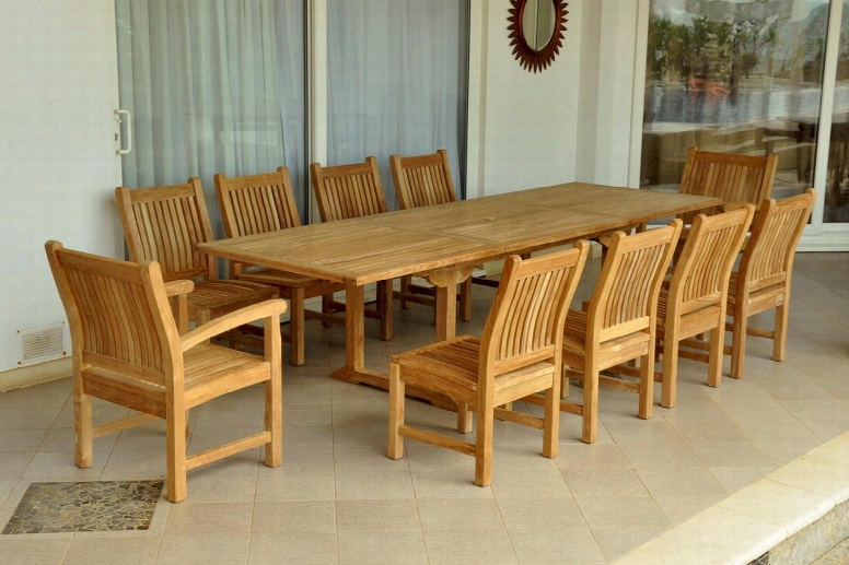 Set-89 11-piece Dining Set With Bahama 118" Rectangular Extension Table 8 Dining Chairs And 2 Dining