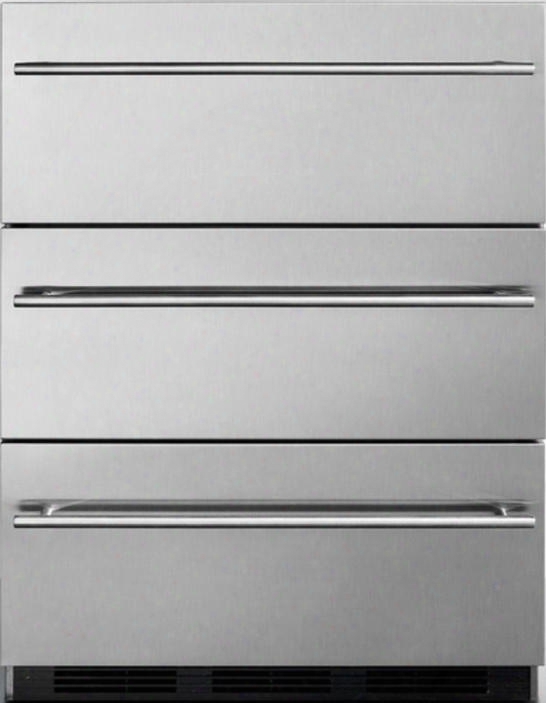 Sp6dsstbos7thinada 24" Ada Compliant Commercial Ooutdoor 3 Drawer Refrigerator With 5.4 Cu. Ft. Capacity Automatic Defrost Magnetic Gaskets And Weatherproof